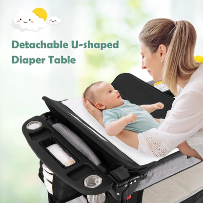 5-In-1 Baby Bassinet Bedside Sleeper with Diaper Changer and Hanging Toys